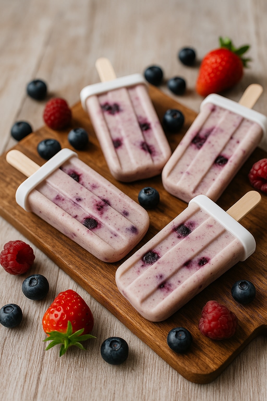 Skyr-Eis am Stiel mit Beeren & Proteinpulver